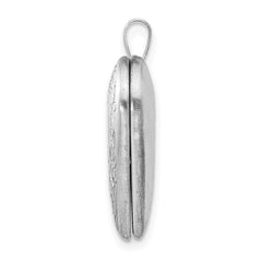 Sterling Silver Rhodium-plated 20mm Floral Border Heart Locket
