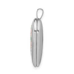 Sterling Silver Rhodium-plated 20mm D/C & Enameled Love Heart Locket