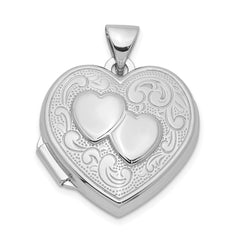 Sterling Silver Rhodium-plated Heart Locket - 3