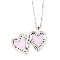 Sterling Silver Rhodium-plated Polished Diamond Heart 18in Mom Locket Necklace & 14in Heart Pendant Necklace Set