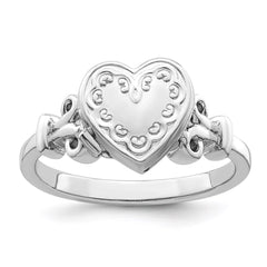 Sterling Silver Rhodium-plated 10mm Locket Ring - 2
