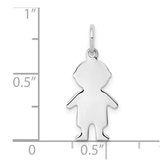 Sterling Silver Rhod-plated Eng. Boy Polished Front/Satin Back Disc Charm - 2