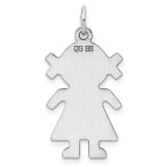 Sterling Silver Rhod-plated Eng. Girl Polished Front/Satin Back Disc Charm - 4