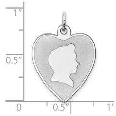 Sterling Silver Rhodium-plated Engraveable Boy Disc Charm - 2