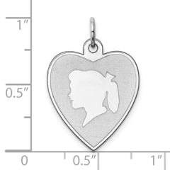 Sterling Silver Rhodium-plated Engraveable Girl Disc Charm - 2