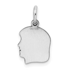 Sterl Silver Rh-plt Engraveable Girl Polished Front/Satin Back Disc Charm - 17