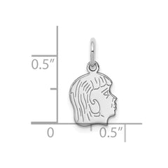 Sterl Silver Rh-plt Engraveable Girl Polished Front/Satin Back Disc Charm - 16