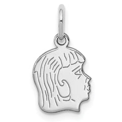Sterl Silver Rh-plt Engraveable Girl Polished Front/Satin Back Disc Charm - 16