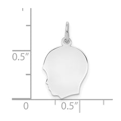 Sterl Silver Rh-plt Engraveable Boy Polished Front/Satin Back Disc Charm - 16
