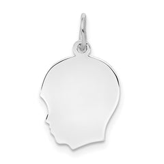 Sterl Silver Rh-plt Engraveable Boy Polished Front/Satin Back Disc Charm - 16