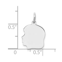 Sterl Silver Rh-plt Engraveable Girl Polished Front/Satin Back Disc Charm - 9