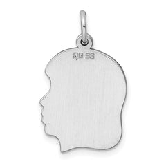 Sterling Silver Rhod-plate Eng. Girl Polish Front/Satin Back Disc Charm - 4