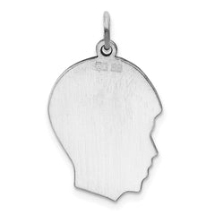 Sterling Silver Rhod-plate Eng. Boy Polished Front/Satin Back Disc Charm - 9