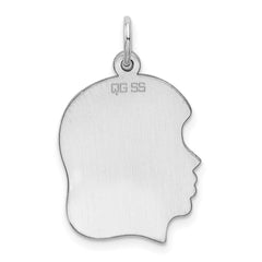 Sterling Silver Rhod-plate Eng. Girl Polished Front/Satin Back Disc Charm - 11