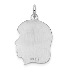 Sterl Silver Rh-plt Engraveable Girl Polished Front/Satin Back Disc Charm - 27