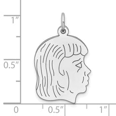 Sterl Silver Rh-plt Engraveable Girl Polished Front/Satin Back Disc Charm - 27