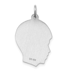 Sterl Silver Rh-plt Engraveable Boy Polished Front/Satin Back Disc Charm - 25