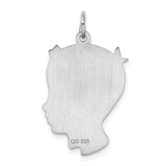 Sterl Silver Rh-plt Engraveable Boy Polished Front/Satin Back Disc Charm - 12