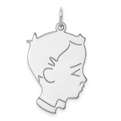 Sterl Silver Rh-plt Engraveable Boy Polished Front/Satin Back Disc Charm - 5