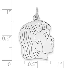Sterling Silver Rhod-plated ENG. Girl Polished Front/Satin Back Disc Charm - 3