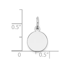 SS Rh-plt Engraveable Round Polished Front/Satin Back Disc Charm - 23