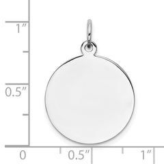 SS Rh-plt Engraveable Round Polished Front/Satin Back Disc Charm - 24