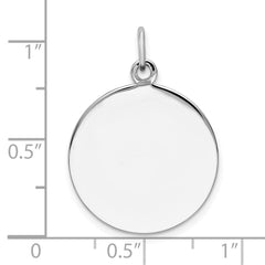 SS Rh-plt Engraveable Round Polished Front/Satin Back Disc Charm - 26