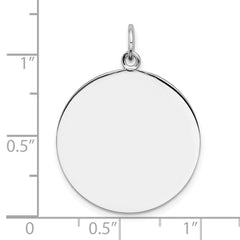 SS Rh-plt Engraveable Round Polished Front/Satin Back Disc Charm - 22