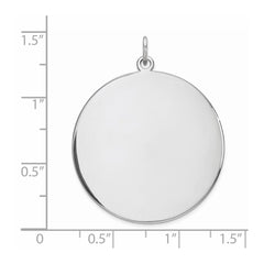 Sterling Silver Rhod-plated Eng. Rnd Polish Front/Satin Back Disc Charm - 50