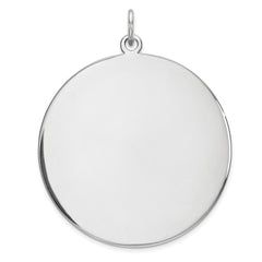 Sterling Silver Rhod-plated Eng. Rnd Polish Front/Satin Back Disc Charm - 50