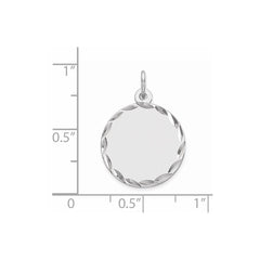 Sterling Silver Rhod-plated Eng. Rnd Polish Front/Satin Back Disc Charm - 12