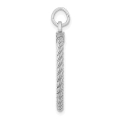 SS Rh-plt Engraveable Round with Rope Polished Front/Satin Back Disc - 2