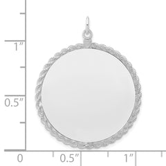 SS Rh-plt Engraveable Round with Rope Polished Front/Satin Back Disc - 3
