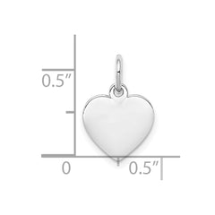 Sterling Silver Rhodium-plated Engraveable Heart Polished Disc Charm