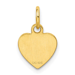 Sterling Silver GP Engraveable Heart Polished Disc Charm - 42