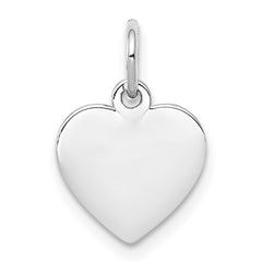 SS Rh-plt Engraveable Heart Polished Front/Satin Back Disc Charm - 20