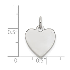 Sterling Silver Rhod-plated Eng. Heart Polish Front/Satin Back Disc Charm - 7