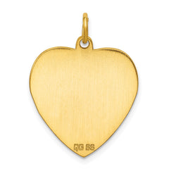 Sterling Silver GP Engraveable Heart Polished Disc Charm - 14
