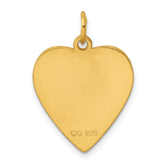 Sterling Silver GP Engraveable Heart Polished Disc Charm - 7