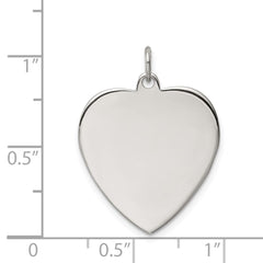 Sterling Silver Rhod-plated Eng. Heart Polish Front/Satin Back Disc Charm - 9