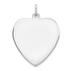 Sterling Silver Rhod-plated Eng. Heart Polish Front/Satin Back Disc Charm - 9