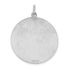 SS Rh-plt Engraveable Round Polished Front/Satin Back Disc Charm - 2