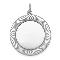 SS Rh-plt Engraveable Round Polished Front/Satin Back Disc Charm - 2