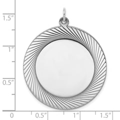 SS Rh-plt Engraveable Round Polished Front/Satin Back Disc Charm - 4