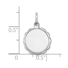 Sterling Silver Rh-plt Engraveable Polished Front/Satin Back Disc Charm - 10