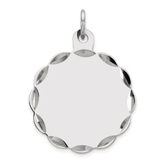 Sterling Silver Rh-plt Engraveable Polished Front/Satin Back Disc Charm - 42