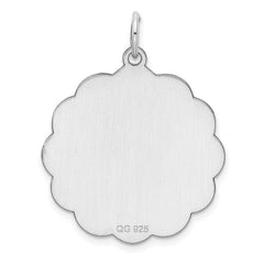 Sterling Silver Rh-plt Engraveable Polished Front/Satin Back Disc Charm - 12