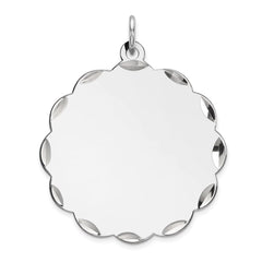 Sterling Silver Rh-plt Engraveable Polished Front/Satin Back Disc Charm - 4