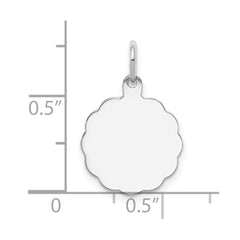 Sterling Silver Rh-plt Engraveable Polished Front/Satin Back Disc Charm - 5