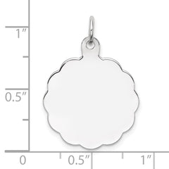 Sterling Silver Rh-plt Engraveable Polished Front/Satin Back Disc Charm - 43